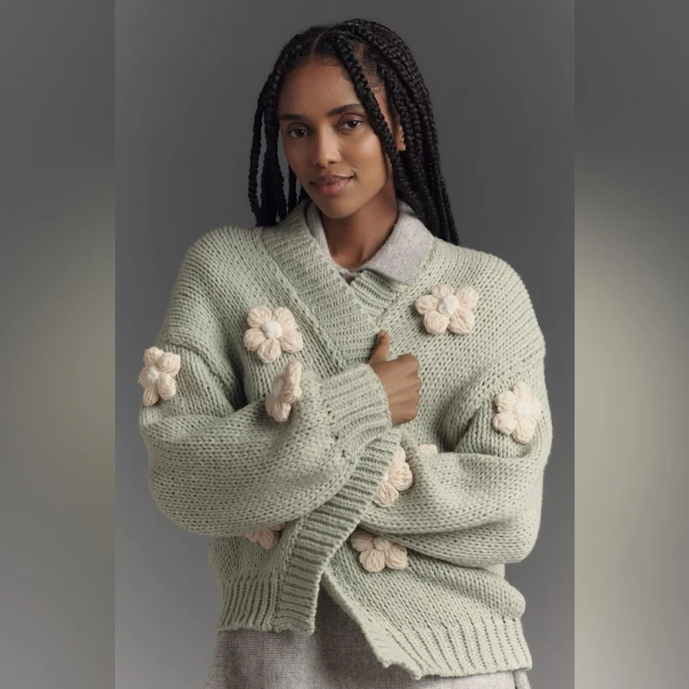 Susannah 3D Flower Cardigan Sweater 🌼 - Picture 2 of 8